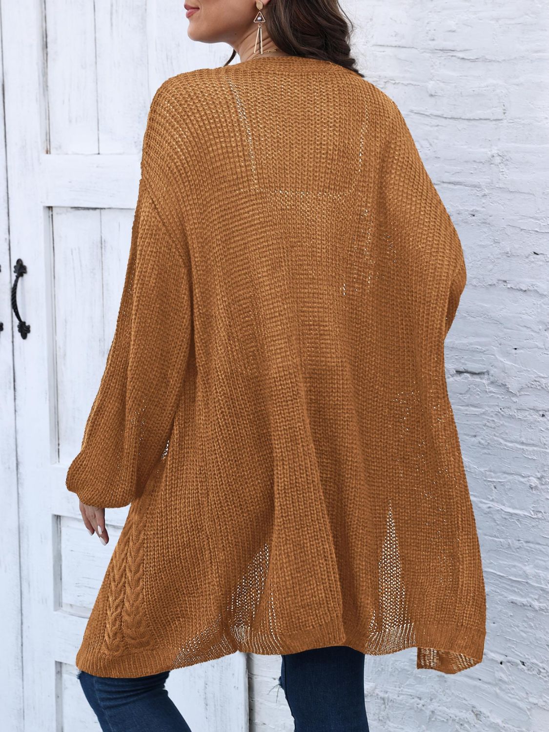 Estela | Cable knit cardigan with open front and long sleeves