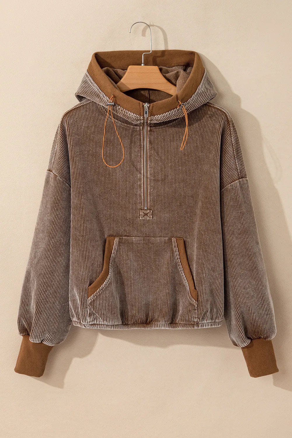 Juana | Long sleeve hoodie with drawstring and half zip