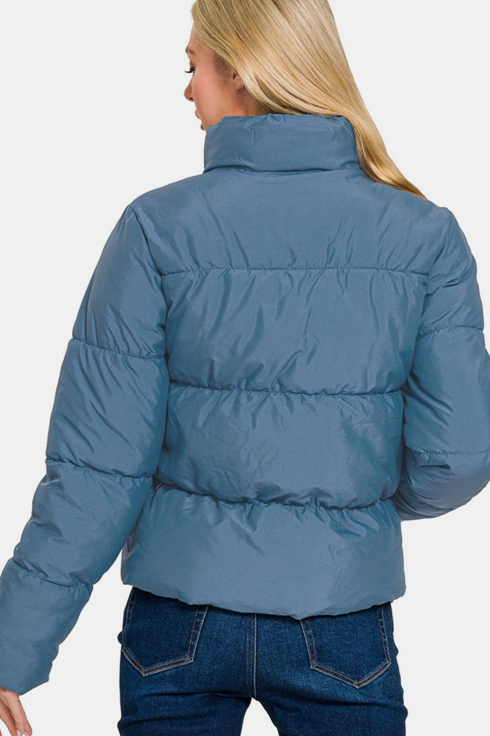Lourdes | Zenana turtleneck puffer jacket with zip and pockets