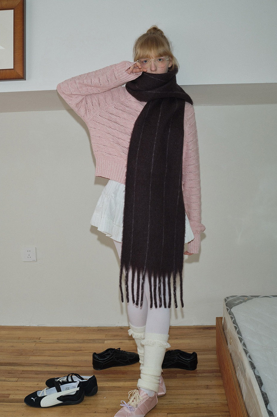 25% Wool Blend Vertical Striped Unisex Scarf