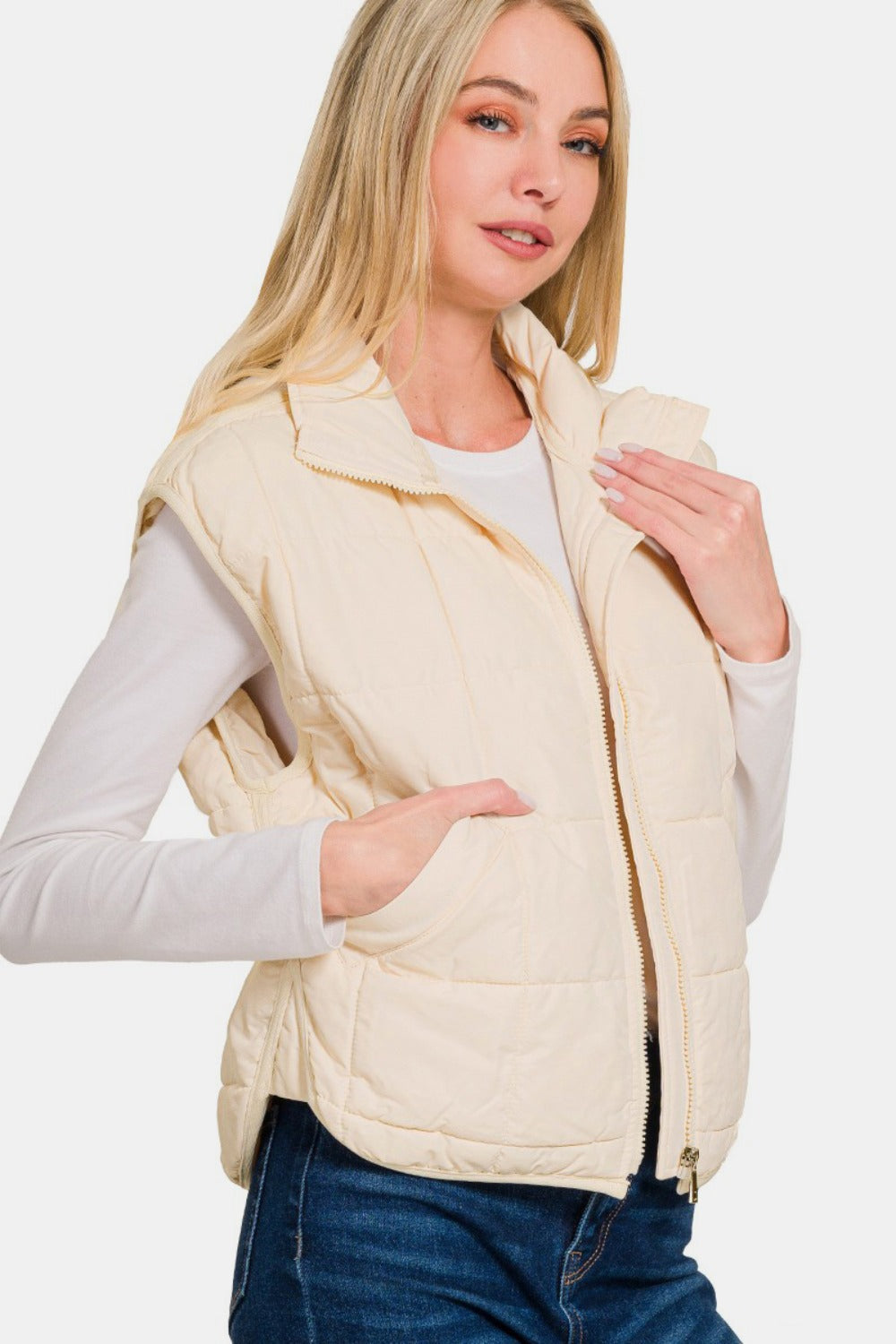 Catarina | Cropped puffer vest with zip and pockets