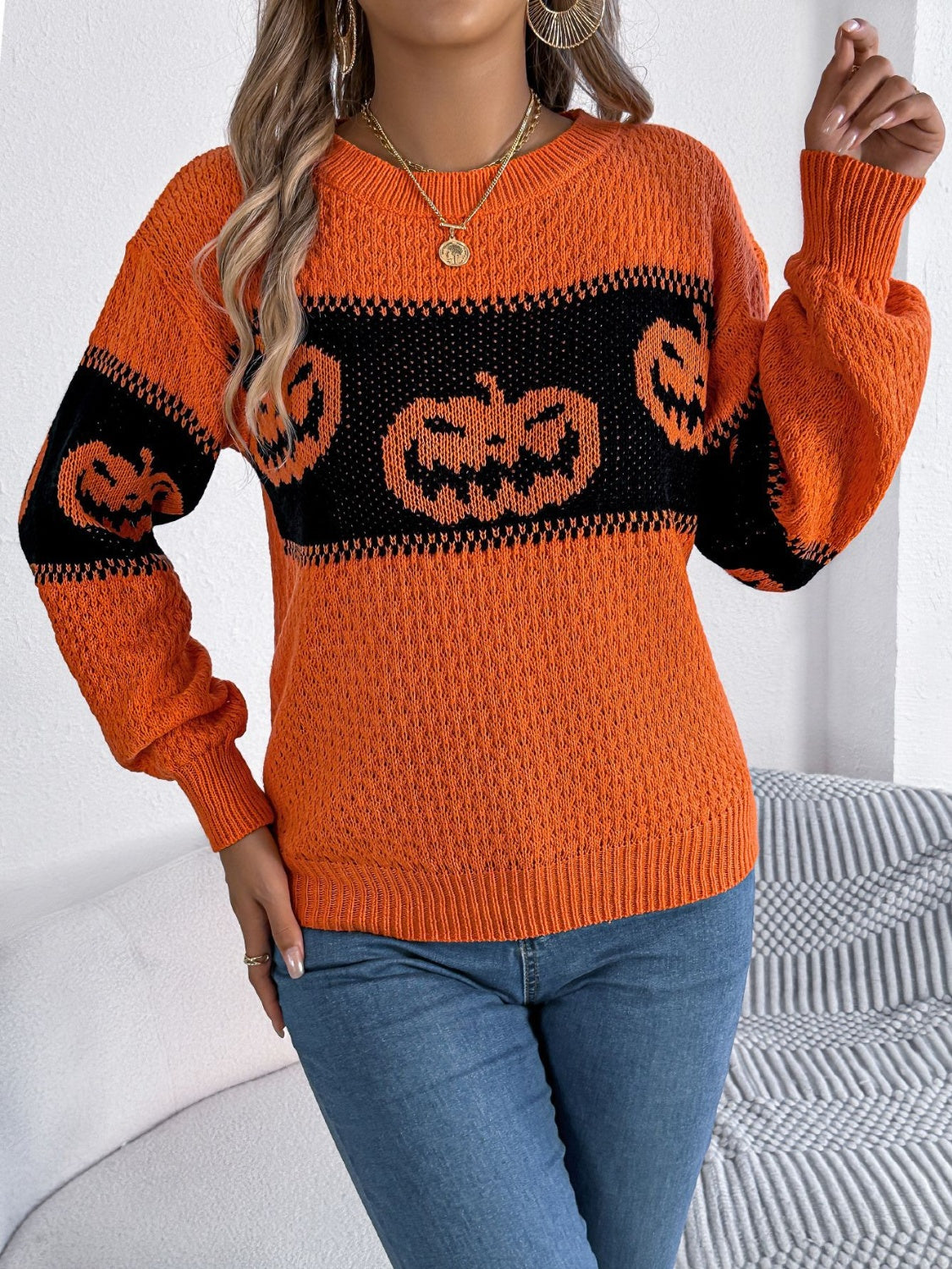 Elsa | Pumpkin long sleeve crew neck sweater