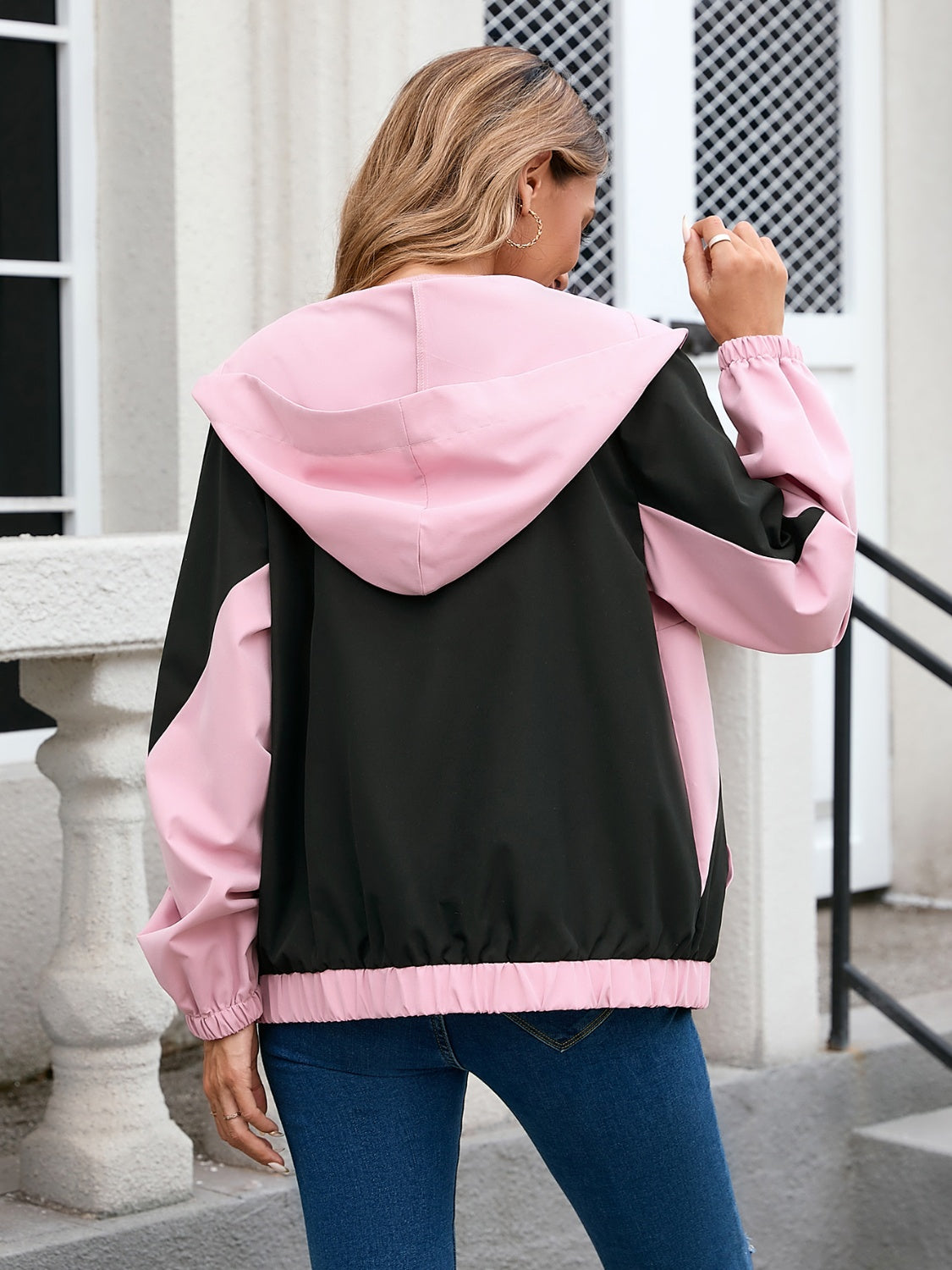 Gitta | Contrasting long sleeve zip hoodie