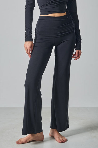 Solid Fitted Foldover Soft Pants