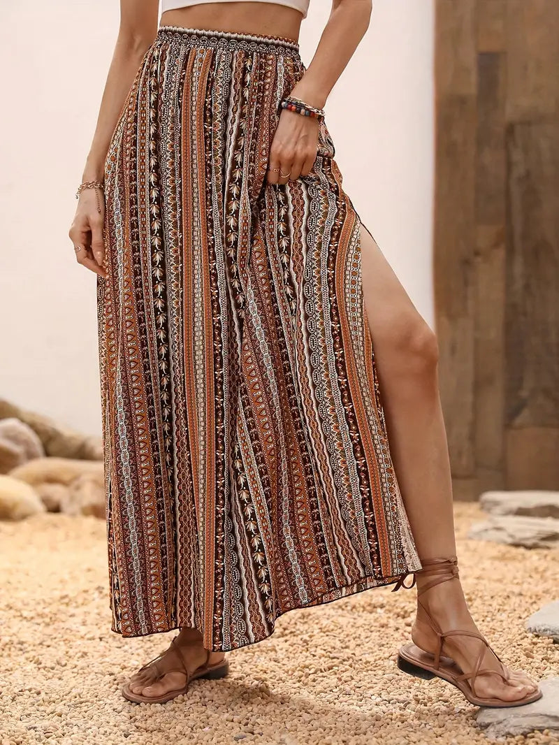 Aubrey® | Tribal Print Flared Skirt