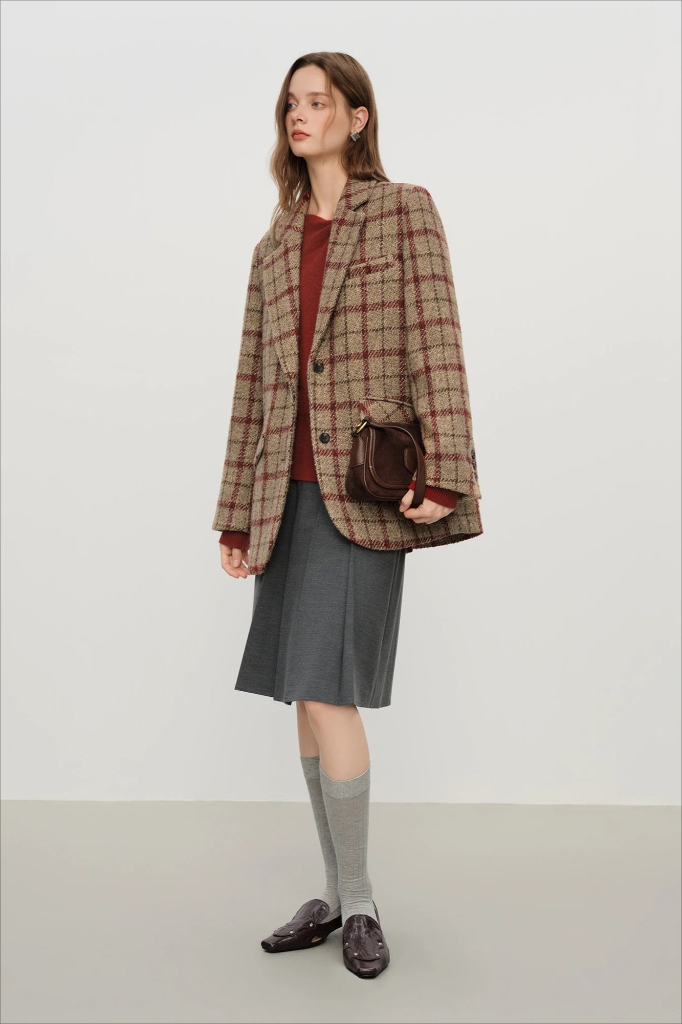 Retro Plaid Short Blazer Blazer