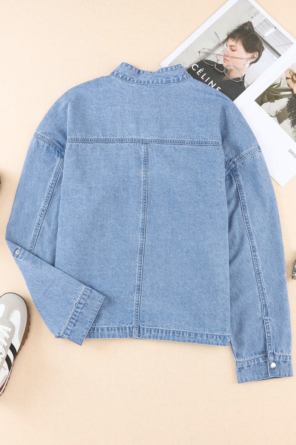 Ramona | Long sleeve denim top with snap fasteners