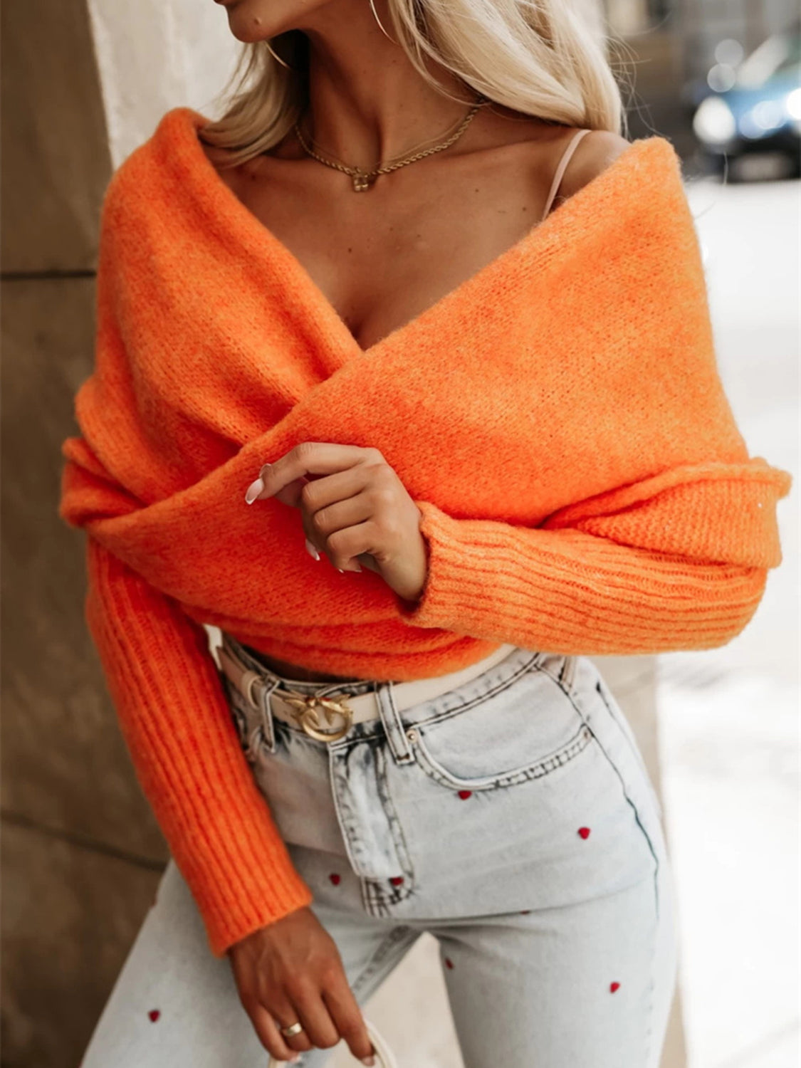 Andrea | Long sleeve cropped knit top