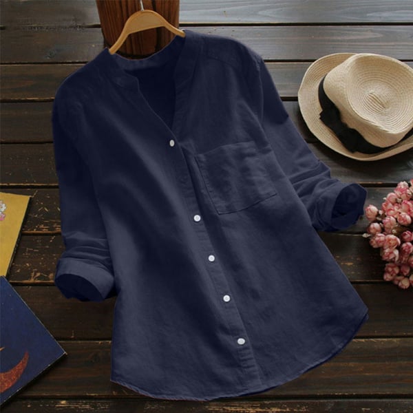 Pilar® | Stylish Linen Long Sleeve Blouse