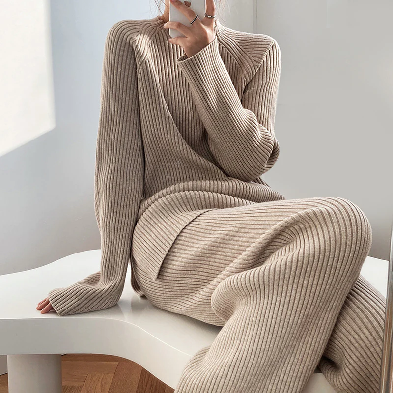 Virginia | Women's Wide Leg Ribbed Knit Two-Piece Set