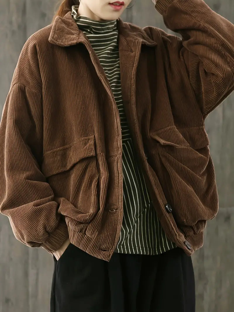 Johana | Corduroy jacket with button placket at the front