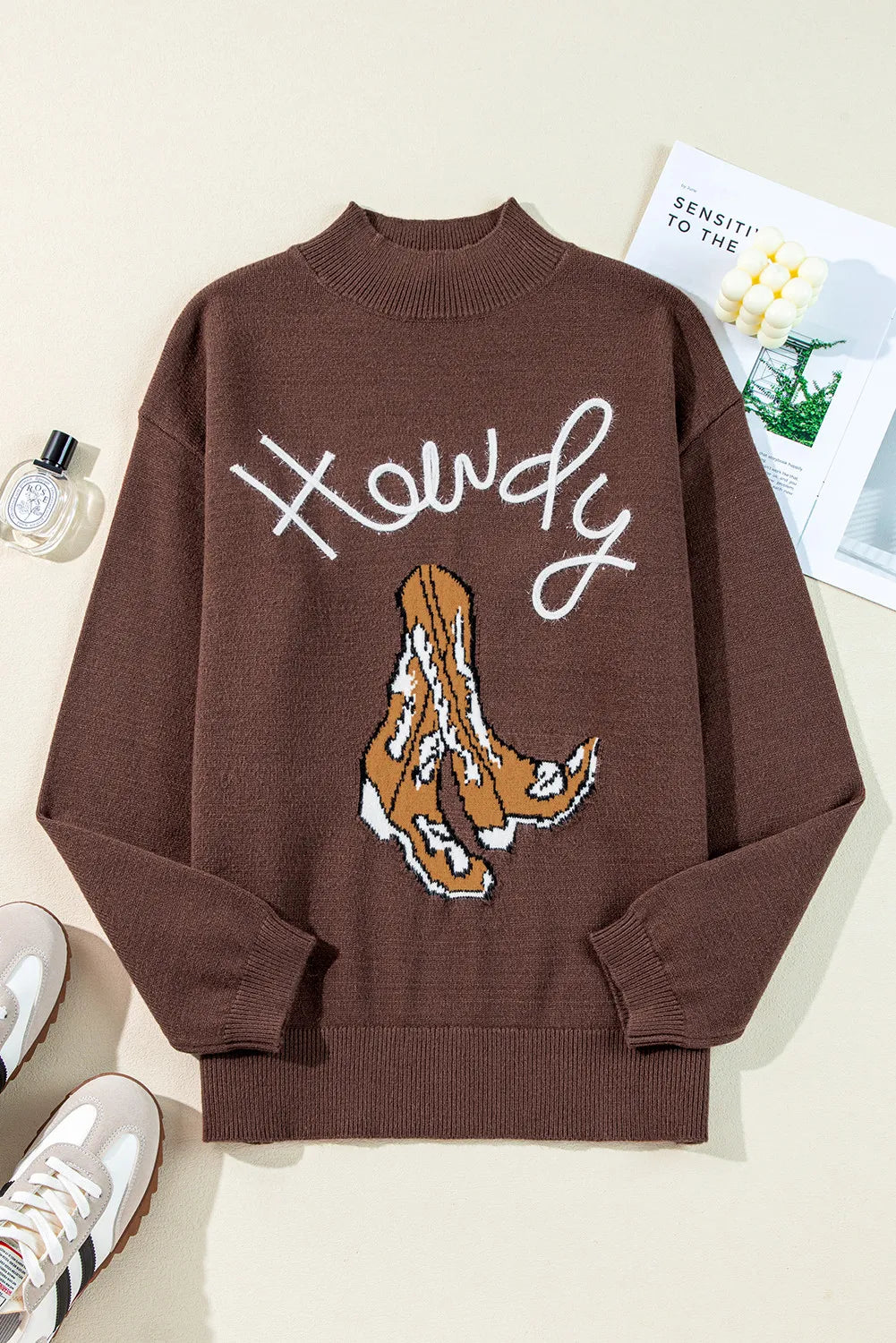 Erika | Long-sleeved sweater with a stand-up collar and boots