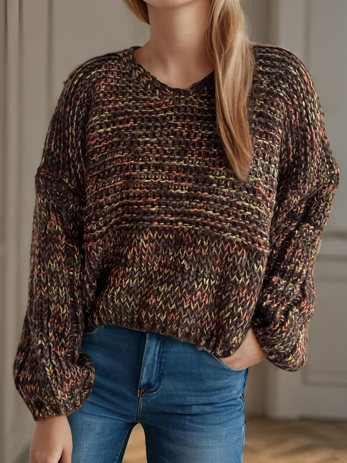 Iliana | Long-sleeved sweater with low shoulders