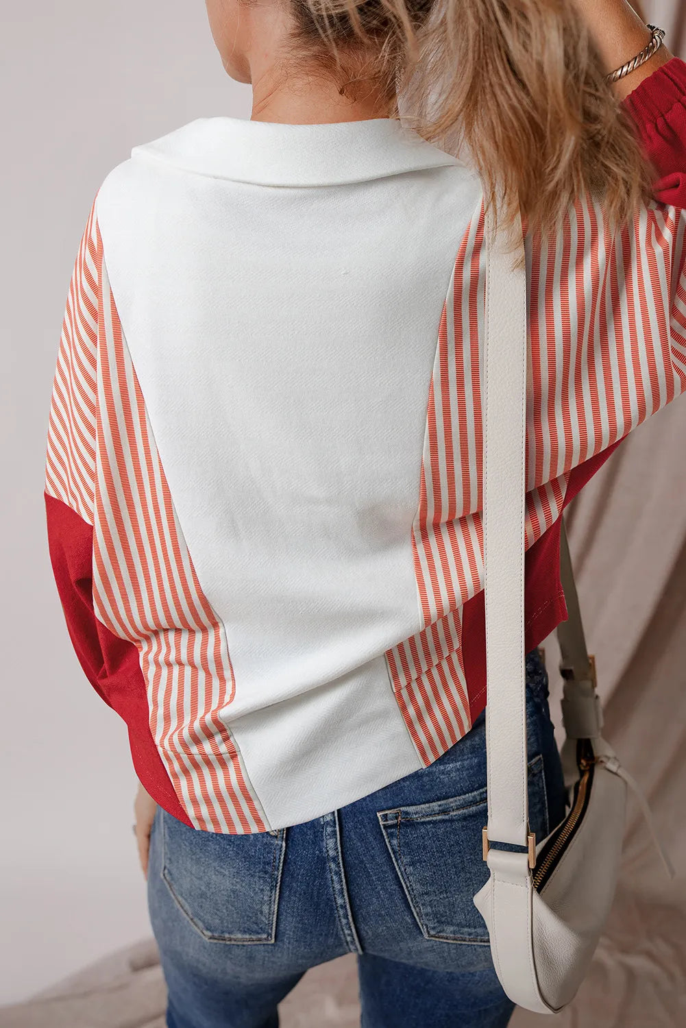 Frieda | Striped long-sleeved collared sweatshirt