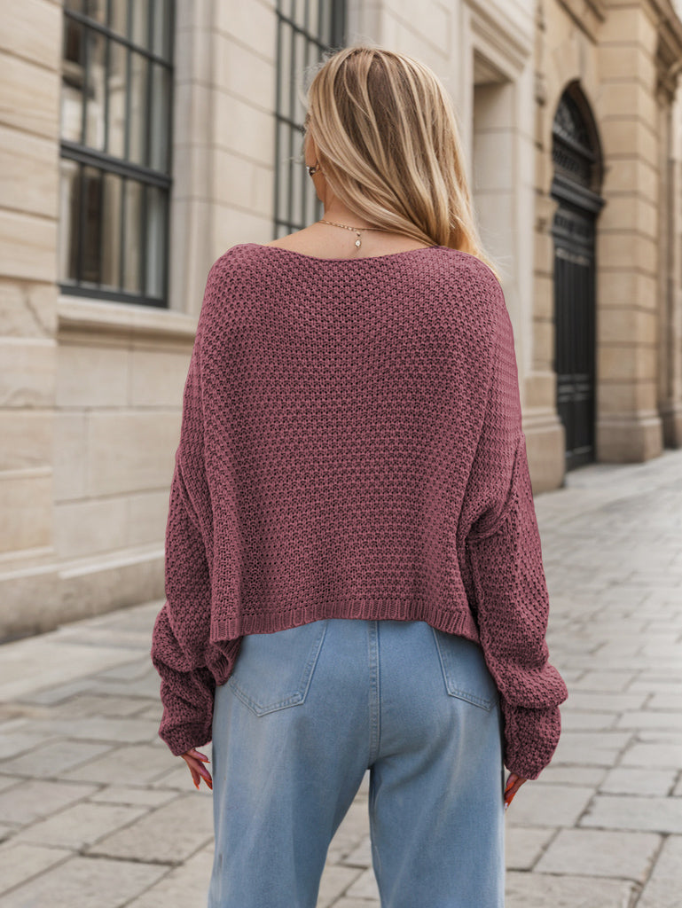 Lena | Long-sleeved sweater with a crew neck and dropped shoulders