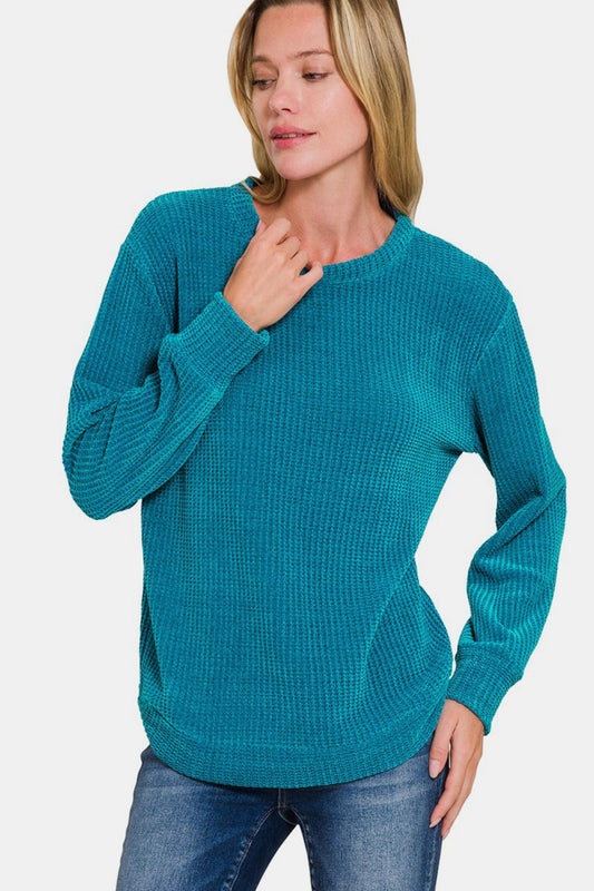 Sybille | Chenille waffle crew neck sweater