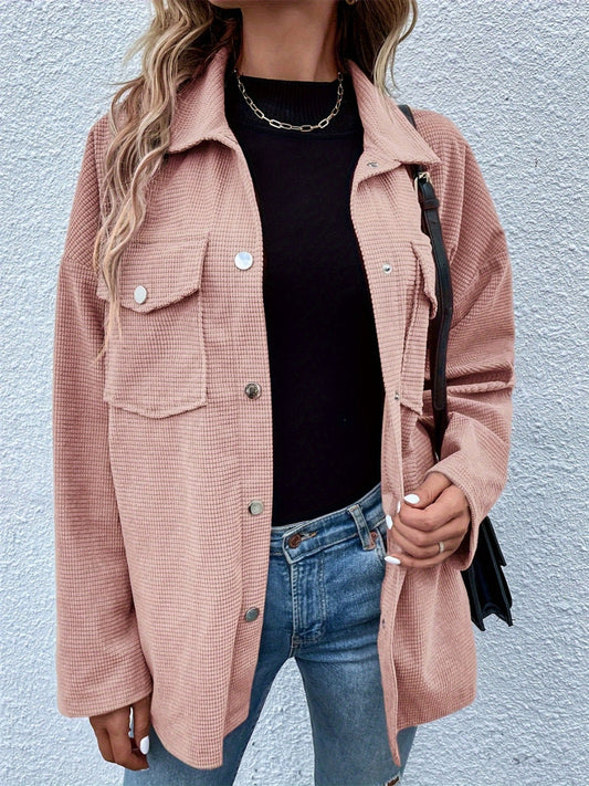 Gerda | Jacket with pockets, collar and snap fasteners and dropped shoulders