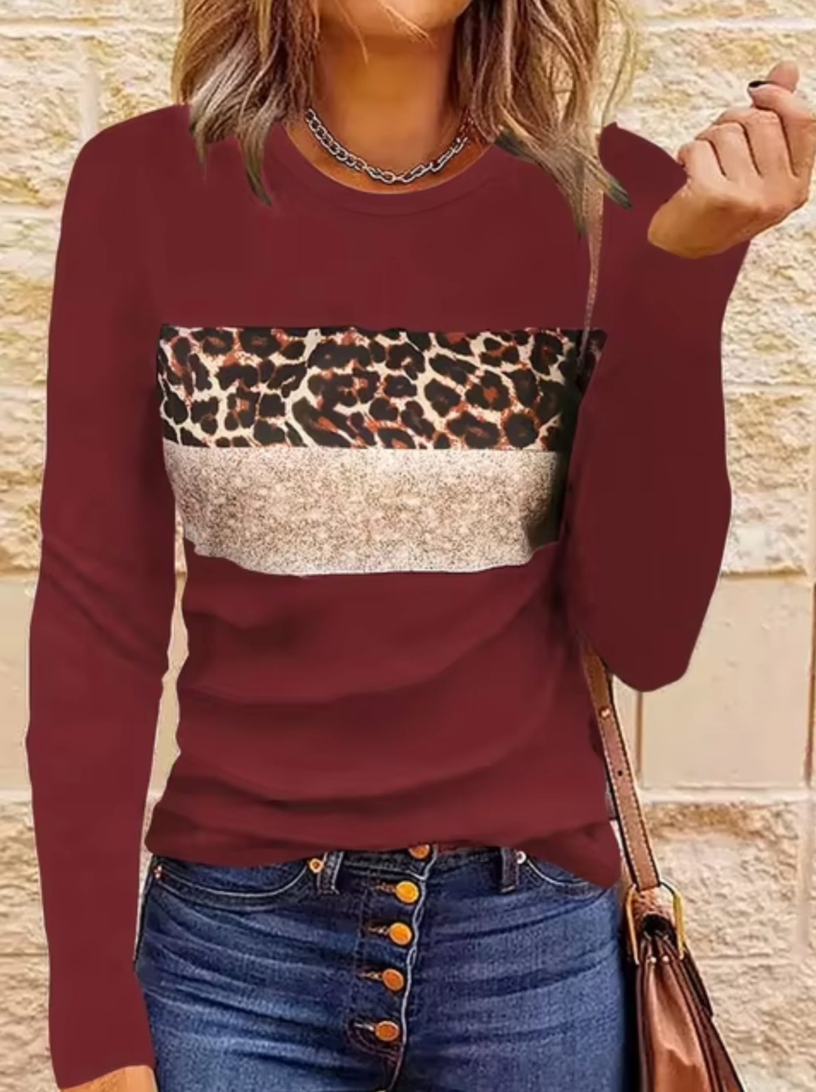 Guadalupe | Long sleeve leopard print t-shirt