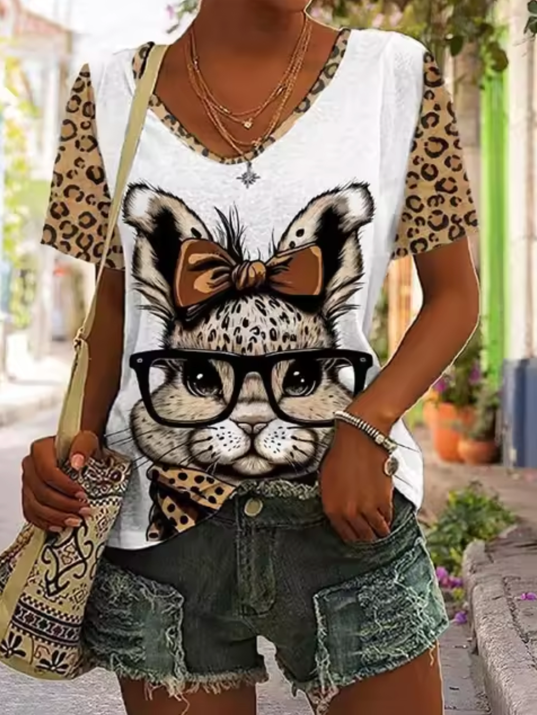 Piera® | White T-Shirts With Rabbit Print