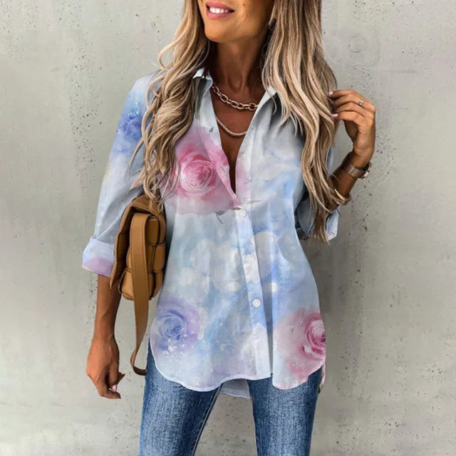 Melina® | Casual, Loose Long-Sleeved Blouse With A Floral Pattern
