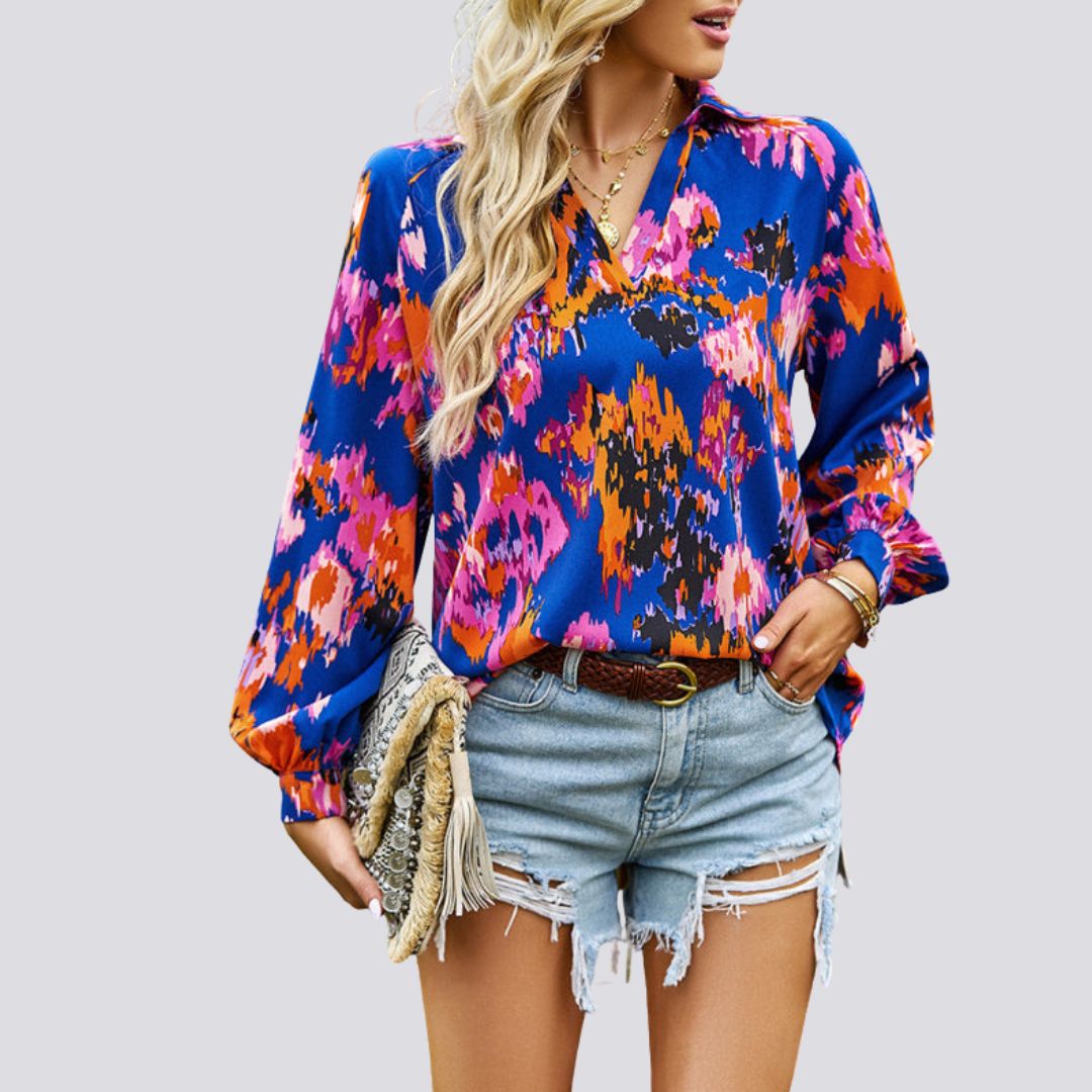 Lesley® | Blouse With V-Neck And Abstract Print