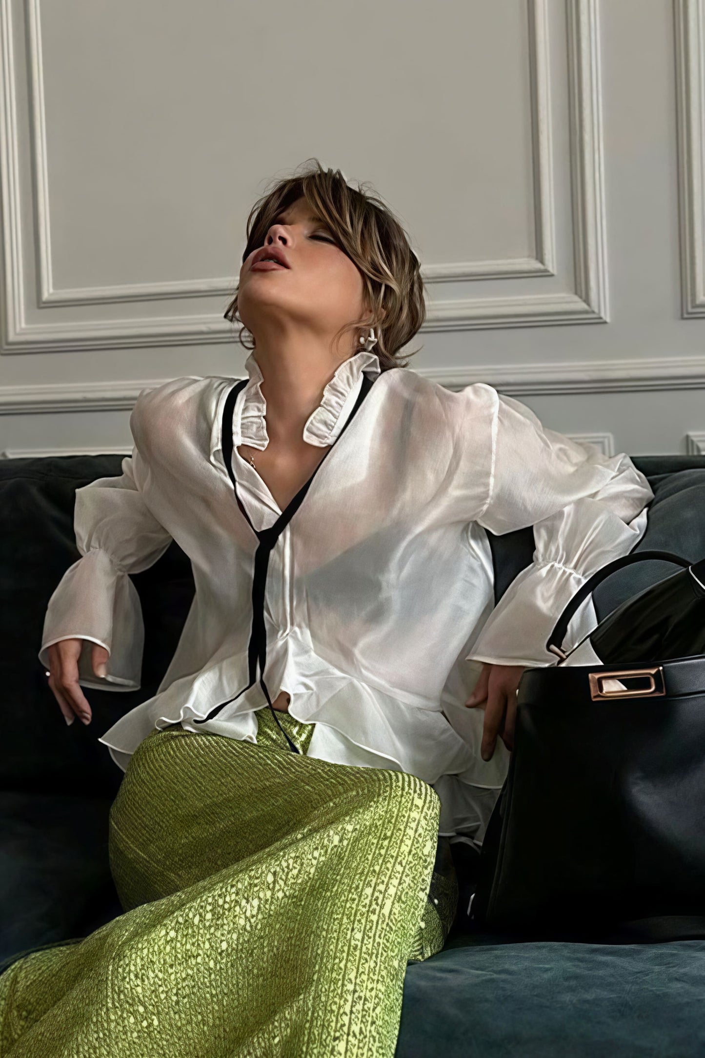Sheer Flare Sleeve Chic Sexy Blouse