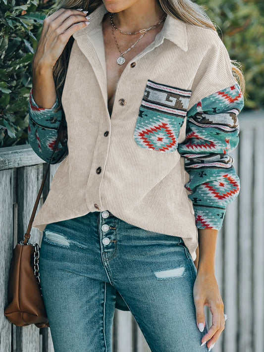 Lucie | Perfee neck jacket with geometric collar and pockets