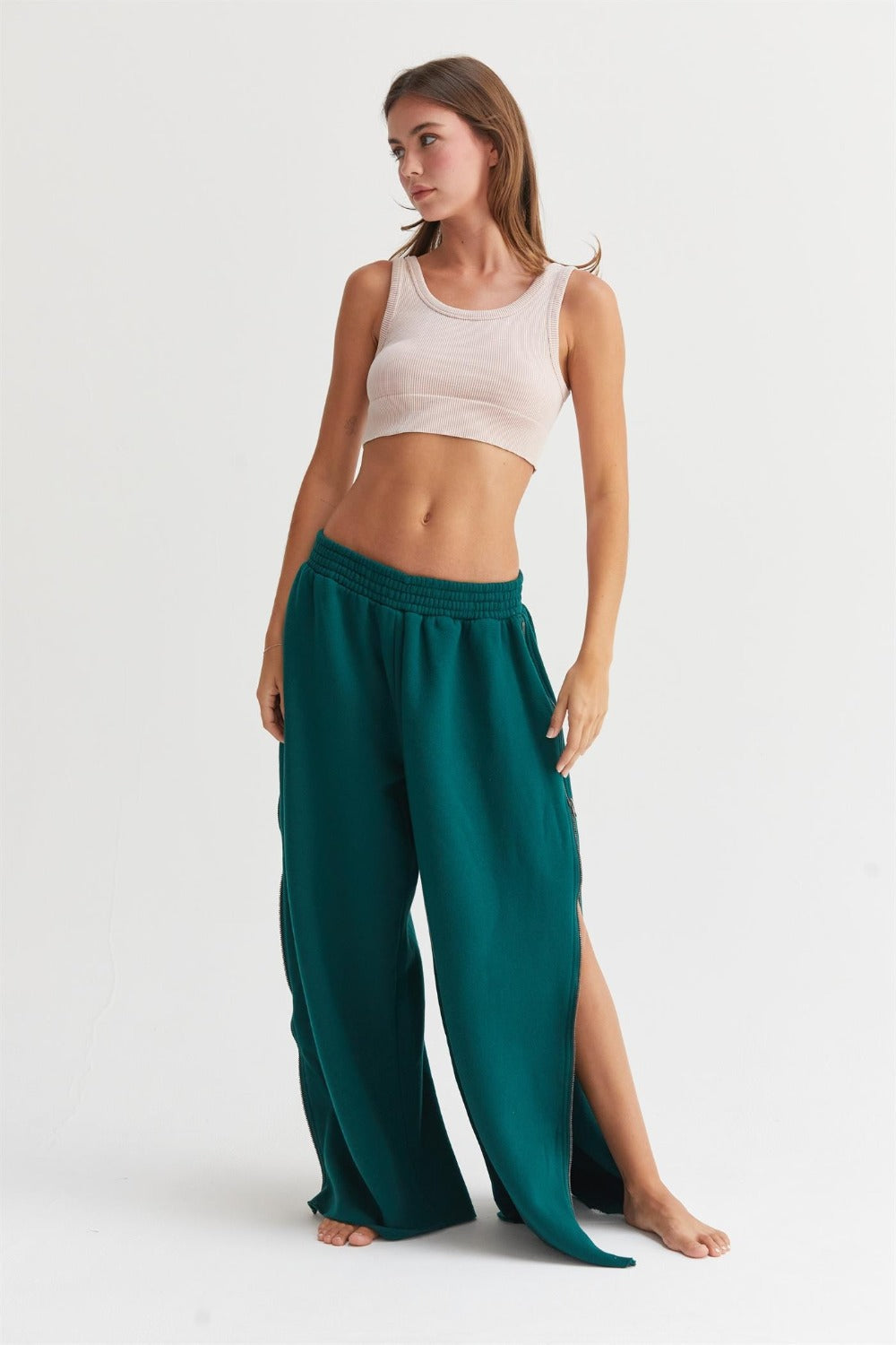 Magda | Wide-leg joggers with side zip fastening