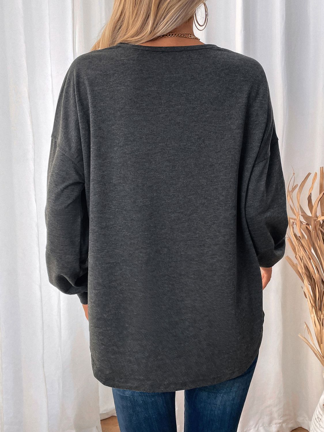 Ingrid | Perfee long sleeve crew neck sweatshirt with pockets