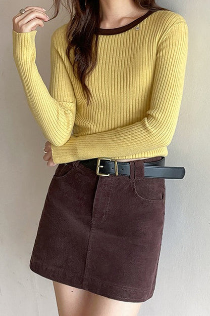 Retro Corduroy A-Line Skirt