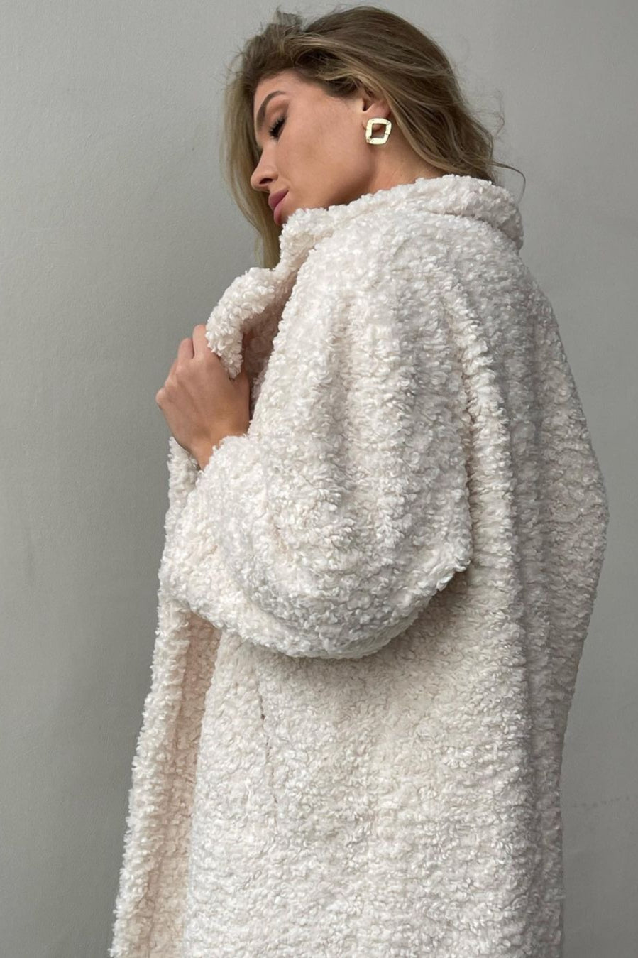 Elegant Office Lapel Plush Long Sleeve Coat