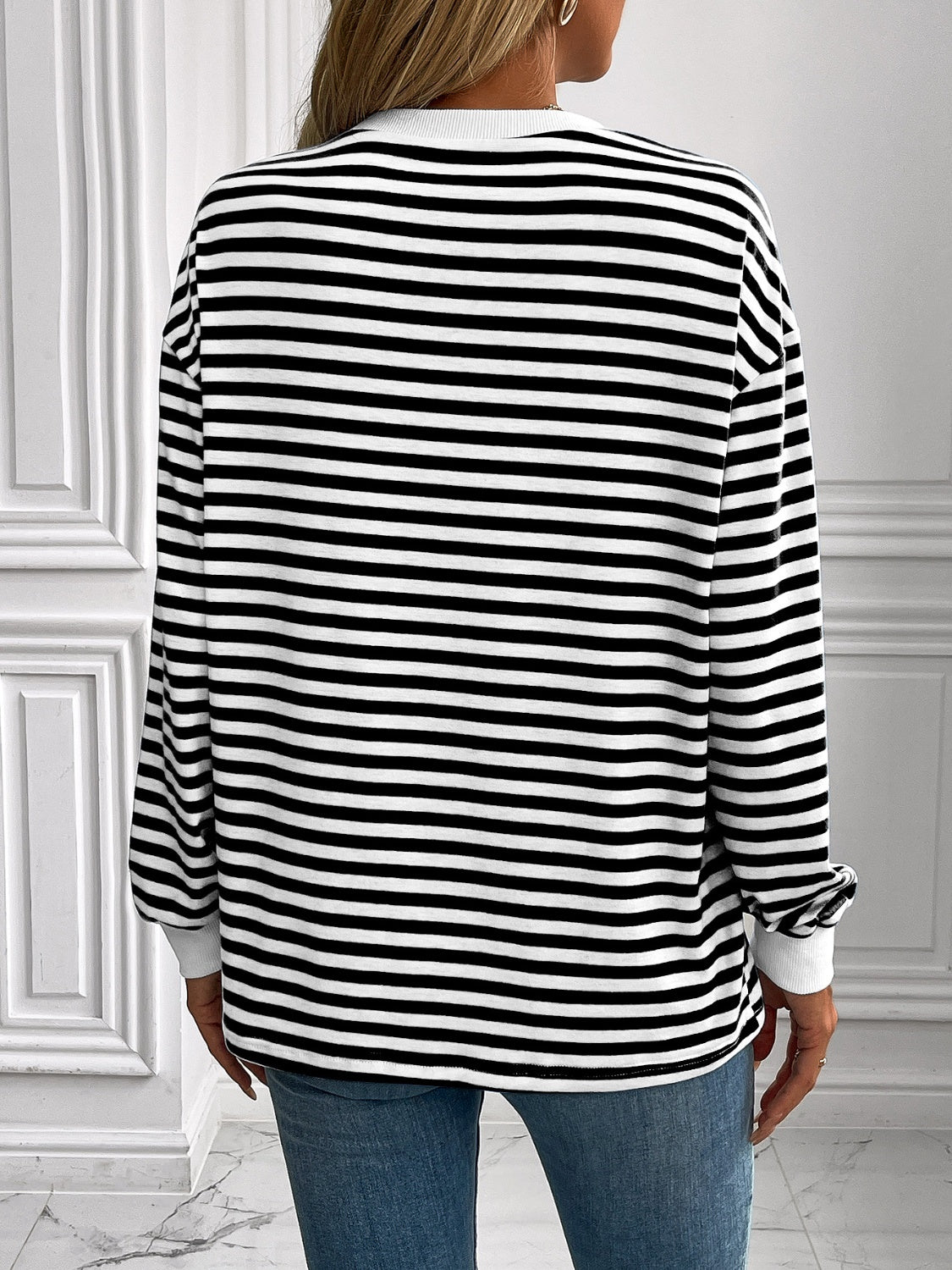 Constance | Ivy Lane striped long sleeve crew neck sweatshirt