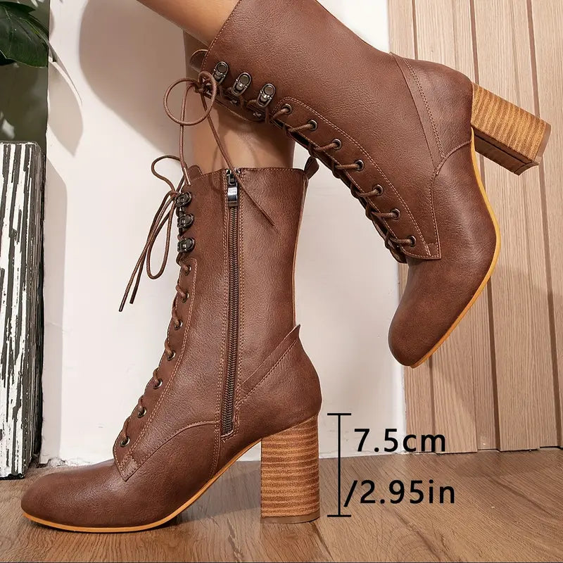 Zenaida | Leather boots with thick heels