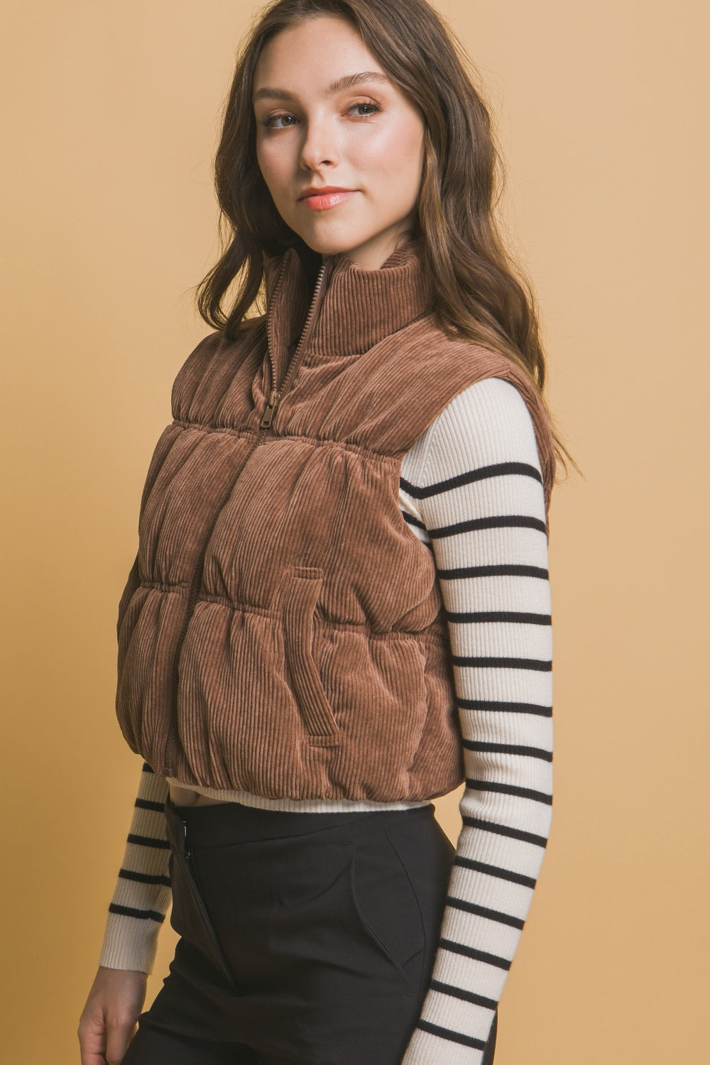 Stefanie | Love Tree corduroy puffer vest with zip and pockets