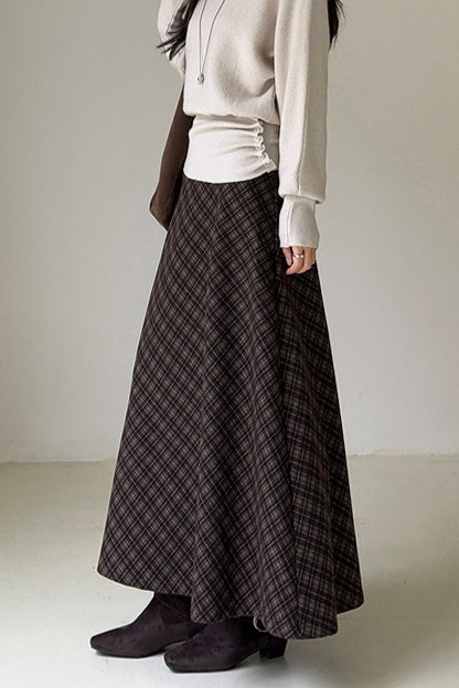 Retro Plaid High-Waist Skirt
