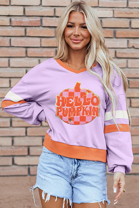 Lucía | Long sleeve sweatshirt with contrast V-neck
