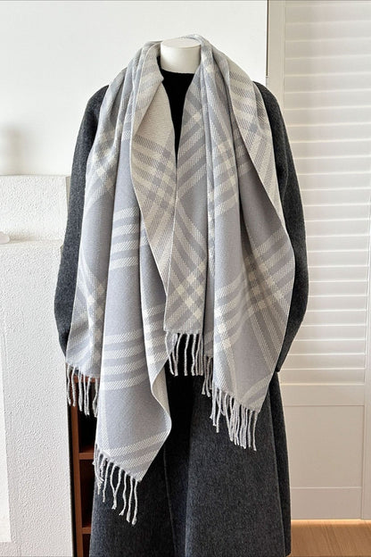 Double-Sided Plaid Festive Faux Cashmere Warm Scarf