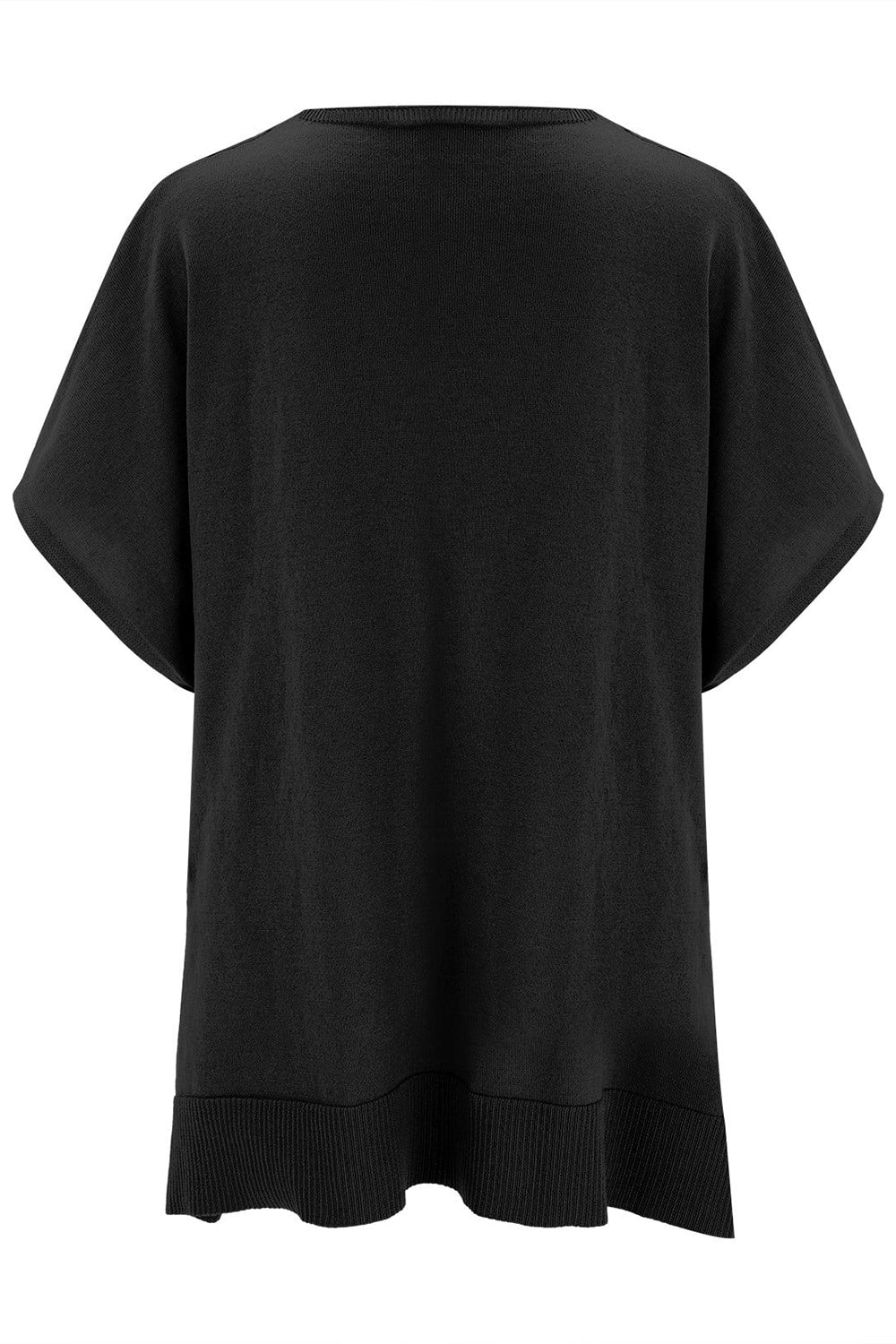 Erika | Slit knit top with V-neck and half sleeves