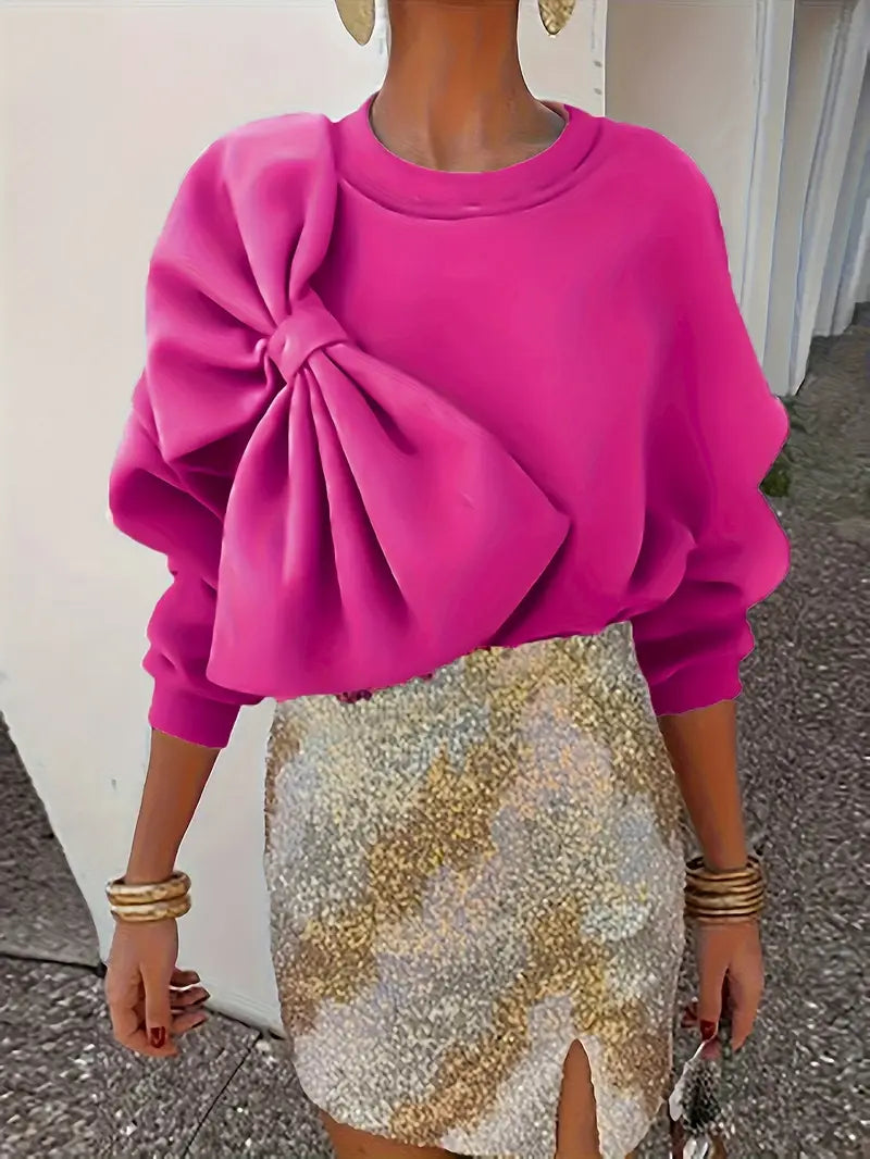 Nicole® | Oversized Cotton Sweater With Bow