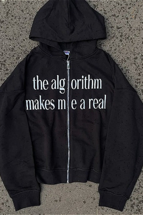 Chic Color Block Fun Letter Print Hoodie