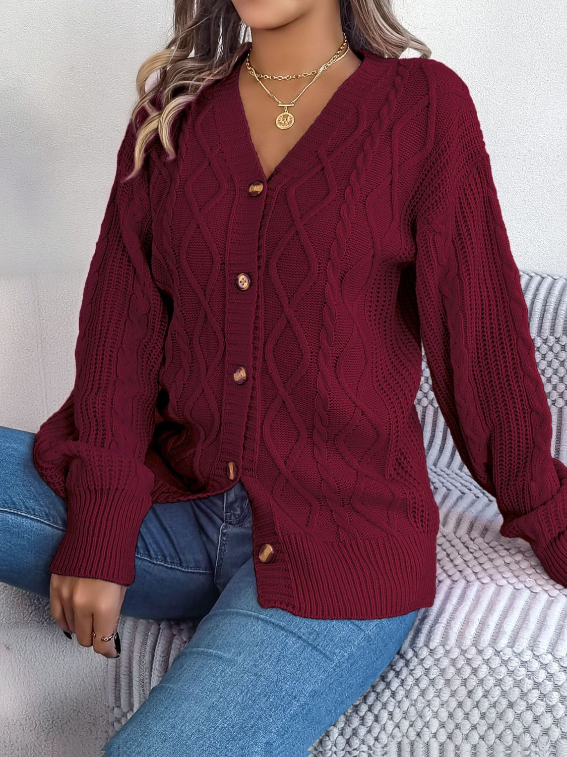 Stefanie | Cable knit cardigan with long sleeves