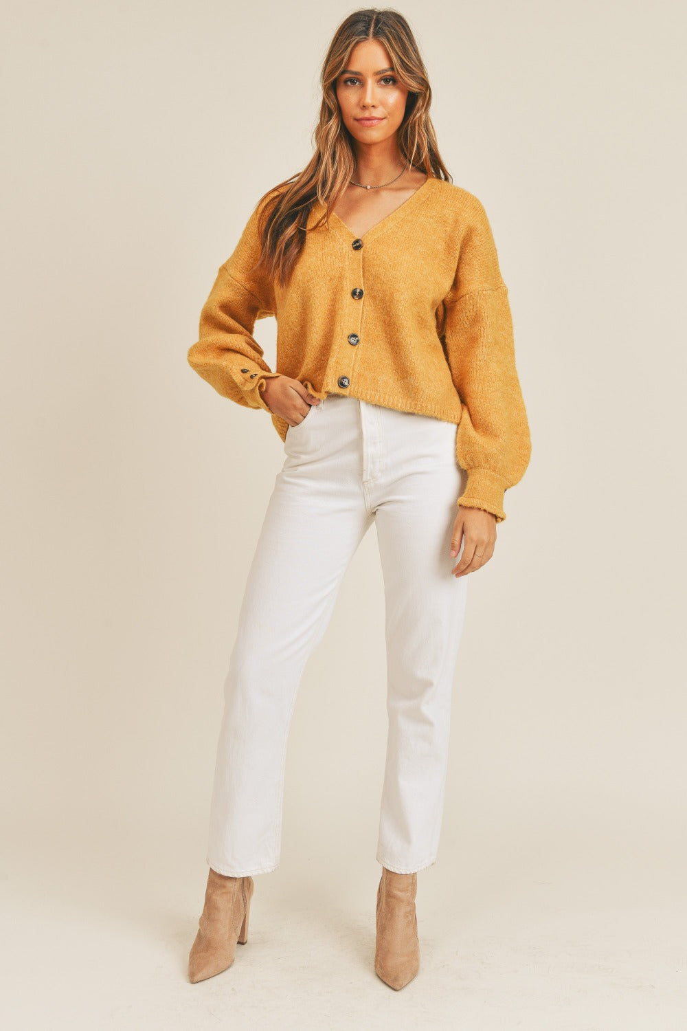 Angela | MABLE long-sleeved cardigan with button placket