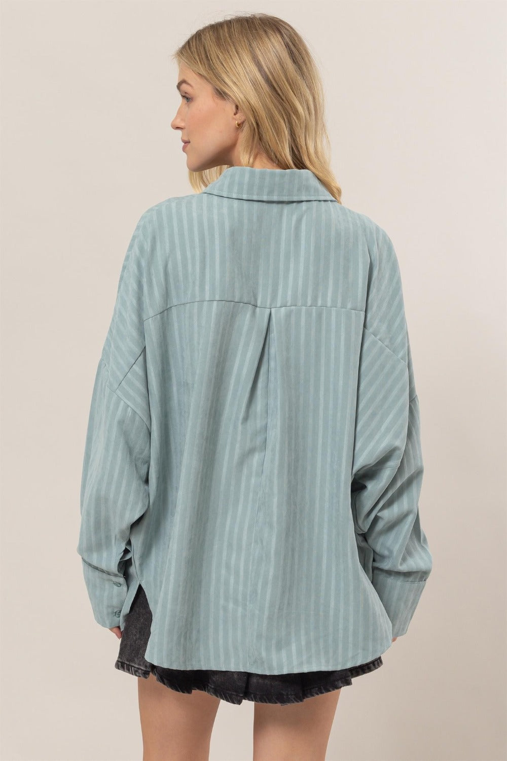 Therese | Striped long sleeve oversized button down shirt