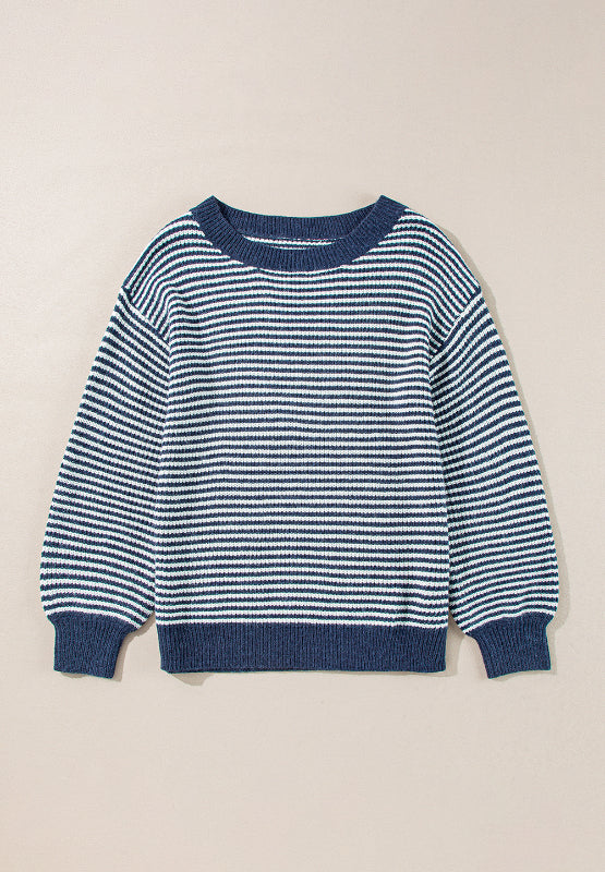 Noelia | Striped long-sleeved sweater with a boat neck
