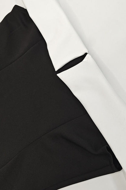 Contrast Bustier Ruffle Cocktail Dress