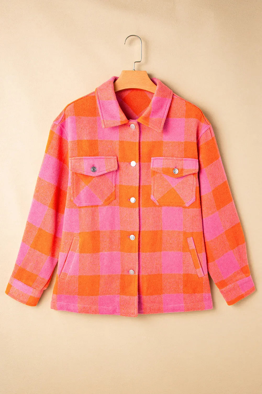 Adelina | Long sleeve jacket with a color block check pattern and buttons