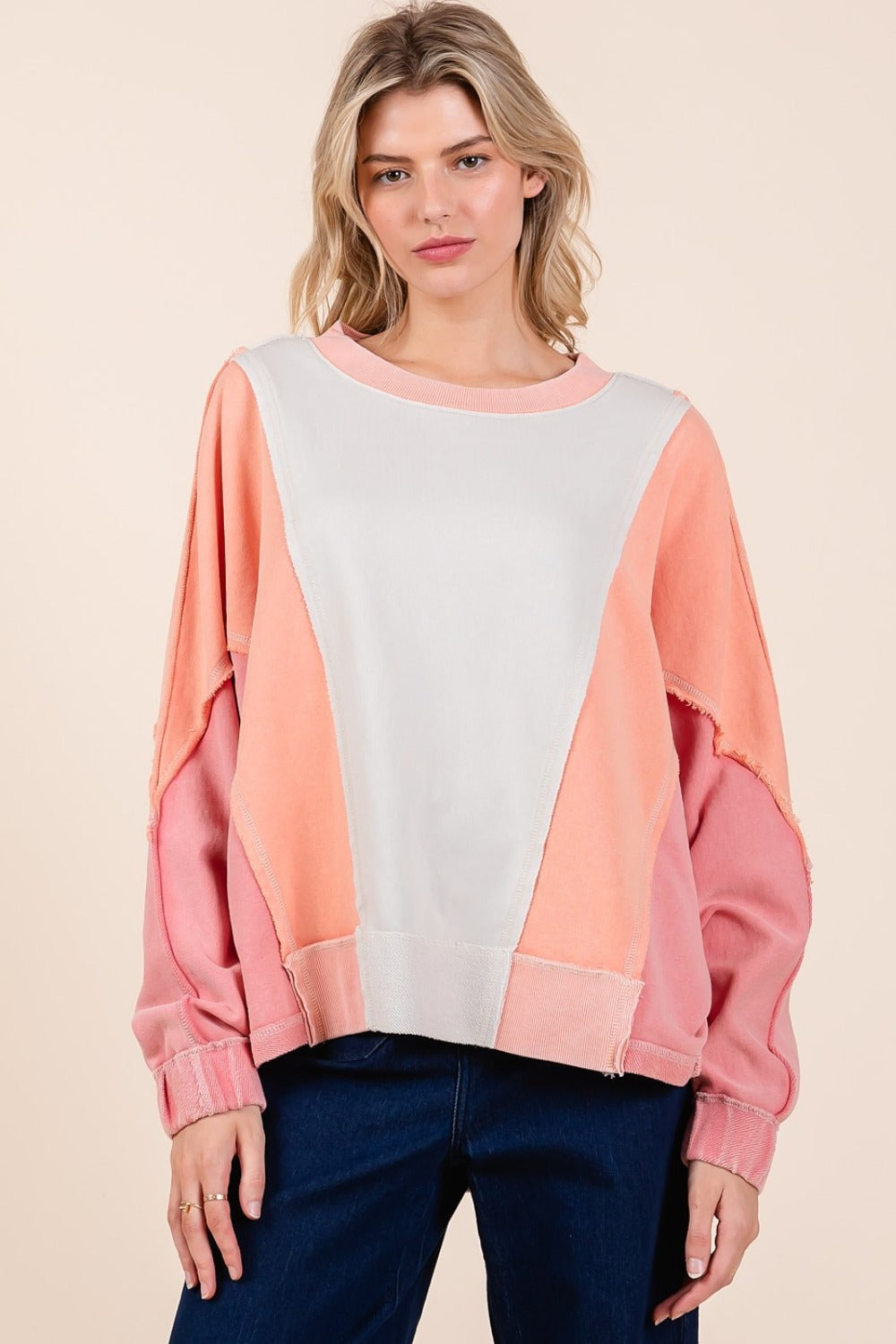 Tamara | Mittoshop Mineral Wash Color Block Sweatshirt