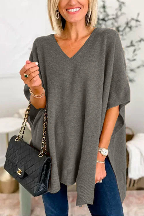 Regan® | Loose V-Neck Batwing Sweater