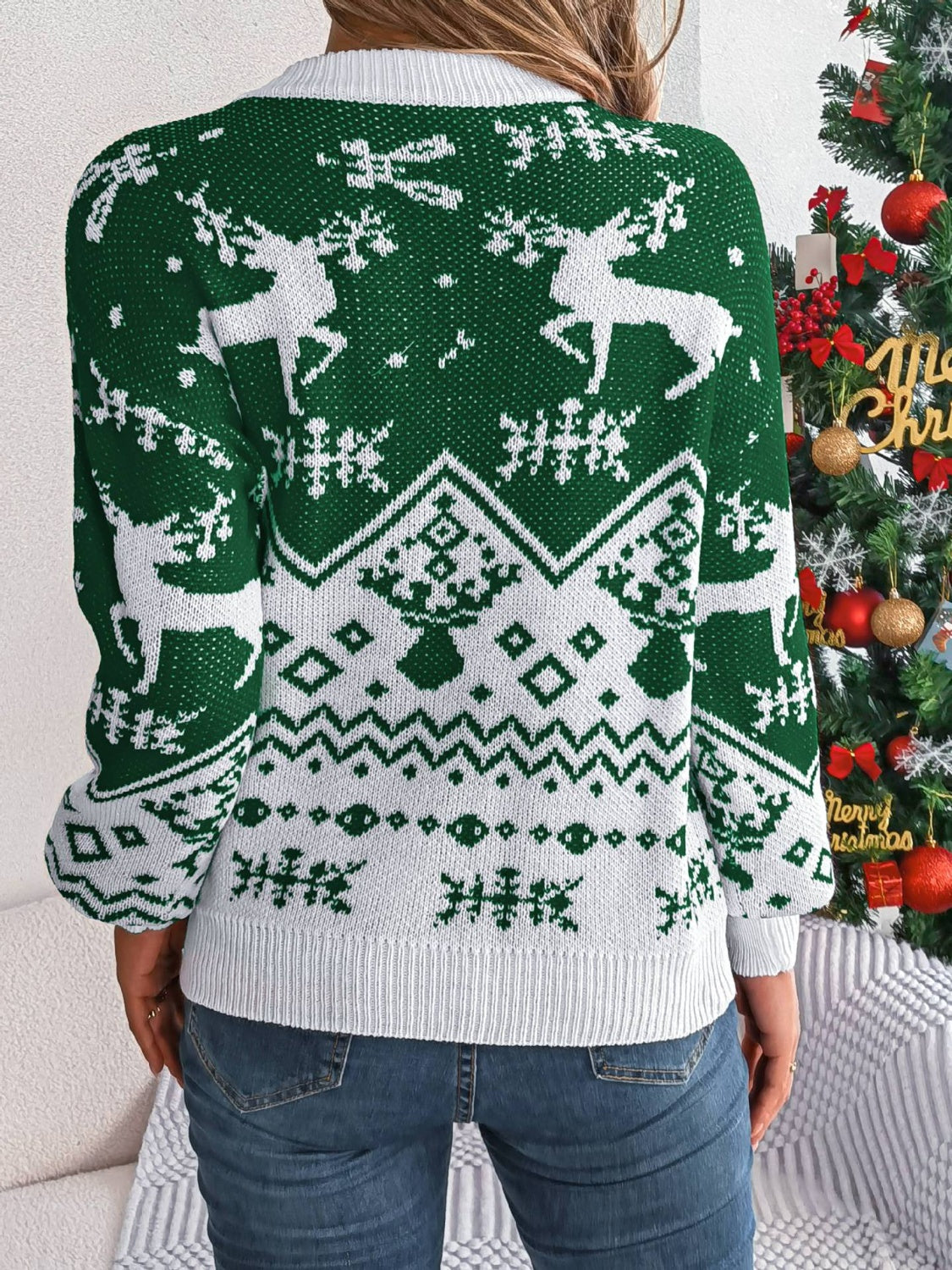 Dalia | Christmas Element crew neck long sleeve sweater