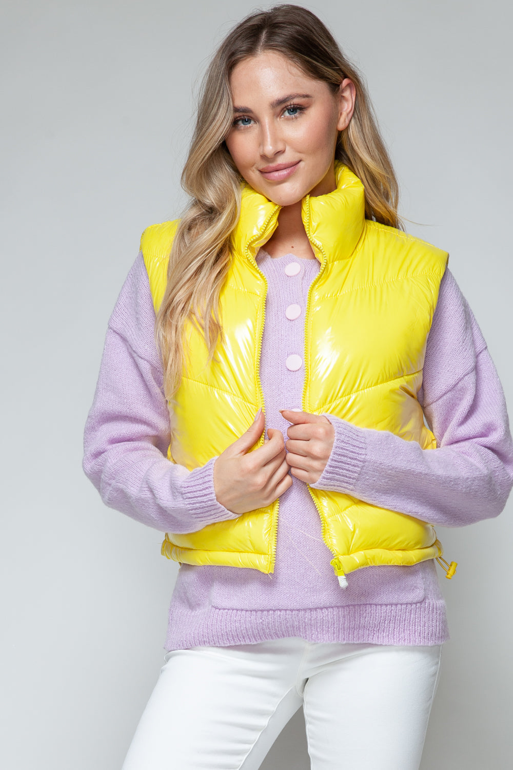 Nerea | Snobish shiny quilted vest with turtleneck and zip